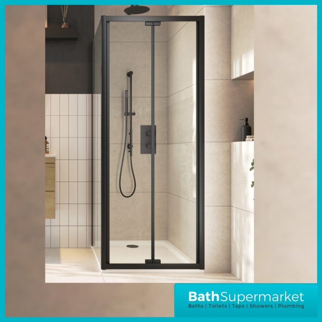 Sognare Black S6 Bi-Fold Shower Door Enclosure 800mm – 900mm Width & Optional Side Panel-1850mm High - Image 4