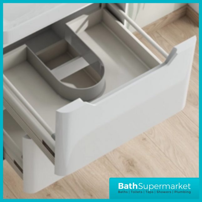 Biella Gloss White Floor Standing Drawer Vanity Unit & Basin 500mm