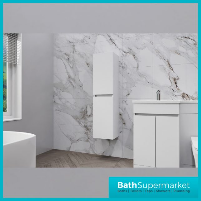 Empire White Gloss Combination L Shape Furniture Pack 1100mm LH & RH – Tall Unit Option