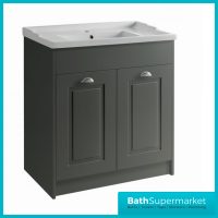 Kartell Astley Matt Grey Traditional Floor Standing 2 Door Unit & Ceramic Basin 800mm