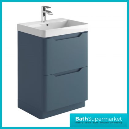 Biella Blue Floor Standing Drawer Vanity Unit & Basin 600mm