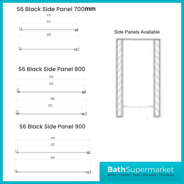 Sognare Black S6 Pivot Shower Door Enclosure 800mm – 900mm Width & Optional Side Panel-1850mm High