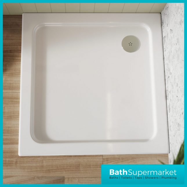 Shires White Square Shower Tray 900mm x 900mm With Chrome Waste