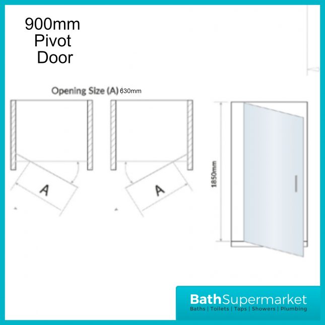Sognare Black S6 Pivot Shower Door Enclosure 800mm – 900mm Width & Optional Side Panel-1850mm High
