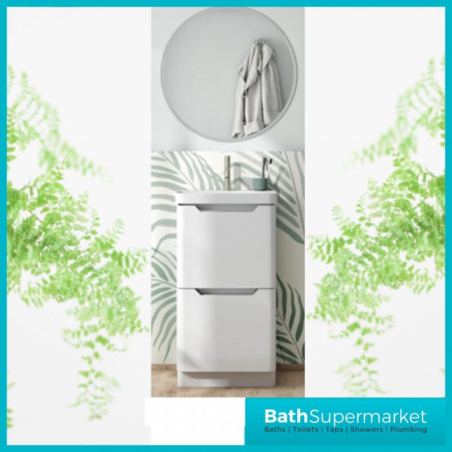 Biella Gloss White Floor Standing Drawer Vanity Unit & Basin 500mm - Image 11