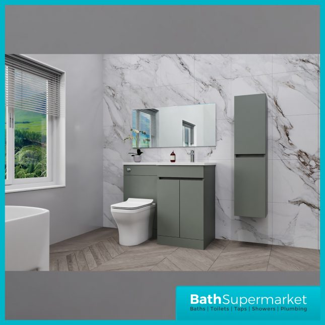 Empire Reed Green Combination L Shape Furniture Pack 1100mm LH & RH – Tall Unit Option - Image 13