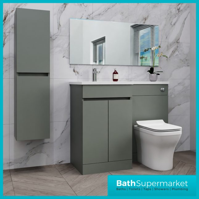 Empire Reed Green Combination L Shape Furniture Pack 1100mm LH & RH – Tall Unit Option