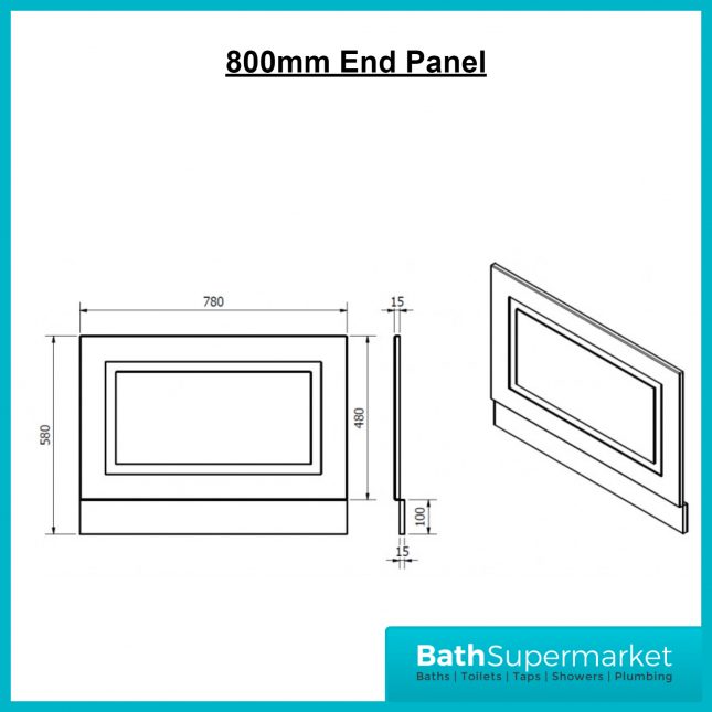 Astley Traditional Matt Grey End Bath Panel 700 - 750 - 800mm