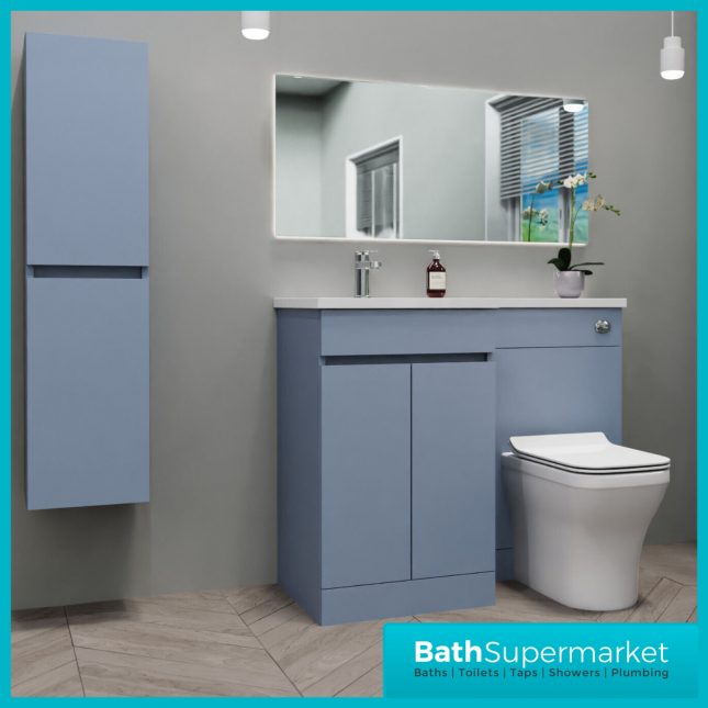 Empire Denim Blue Combination L Shape Furniture Pack 1100mm LH & RH - Tall Unit Option