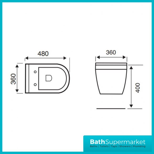 Style Round Compact Short Projection Wall Hung Toilet WC Pan & Soft Close Seat 480cm