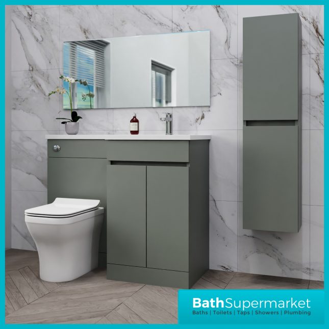Empire Reed Green Combination L Shape Furniture Pack 1100mm LH & RH – Tall Unit Option