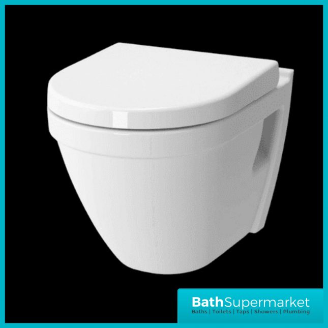 Style Round Compact Short Projection Wall Hung Toilet WC Pan & Soft Close Seat 480cm