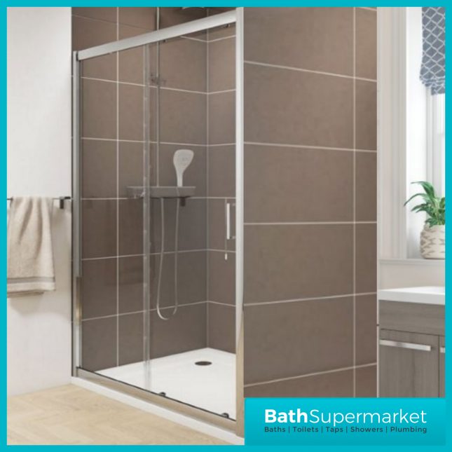 Kartell K-Vit Chrome 6mm Sliding Shower Door Enclosure & Optional Side Panel-1850mm High - Image 5
