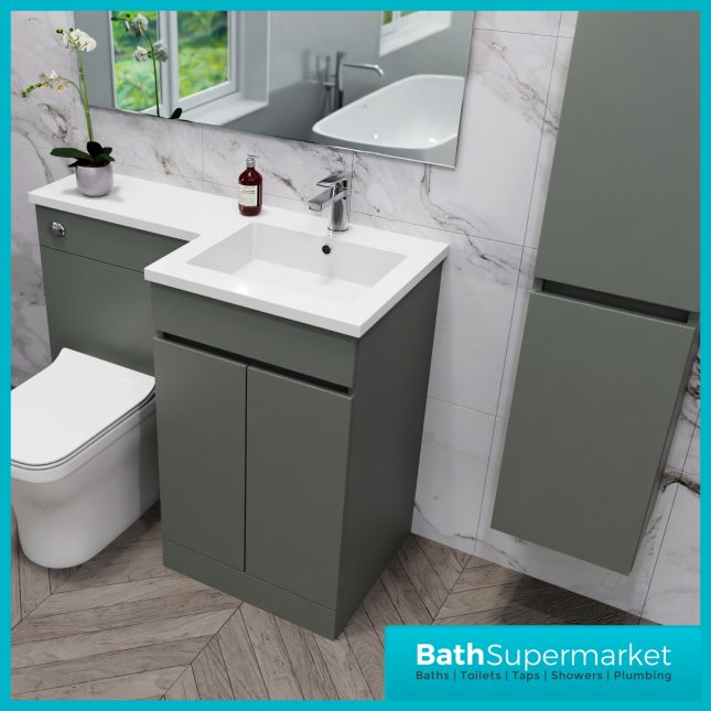 Empire Reed Green Combination L Shape Furniture Pack 1100mm LH & RH – Tall Unit Option