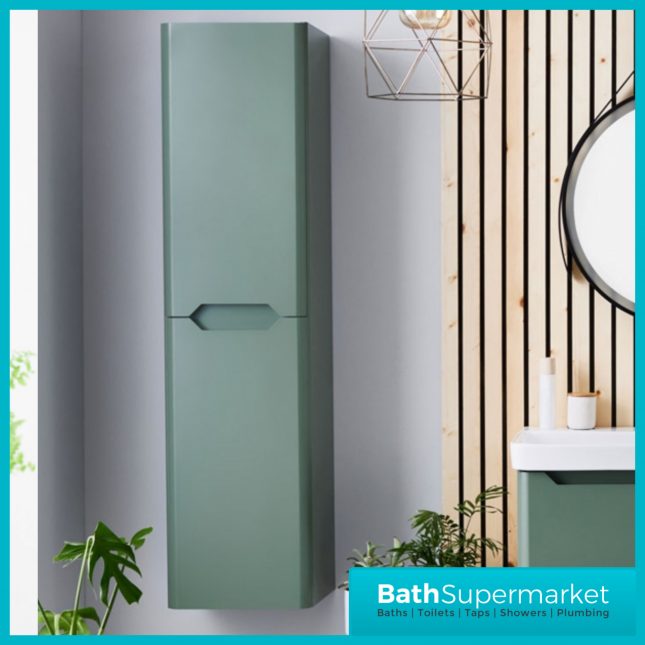 Biella Green Wall Mounted Tall Boy Storage Cabinet Unit 1400mm - Image 2