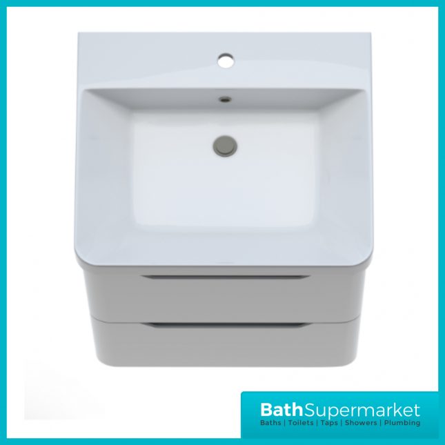 Biella Gloss White Floor Standing Drawer Vanity Unit & Basin 500mm
