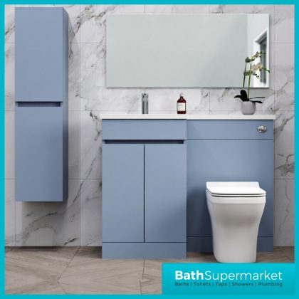 Empire Denim Blue Combination L Shape Furniture Pack 1100mm LH & RH - Tall Unit Option