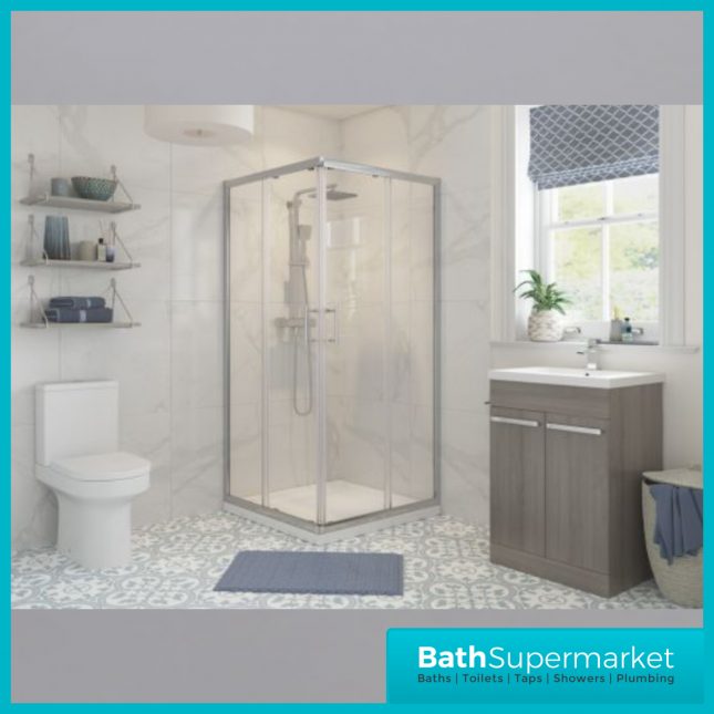 Classic Polished Silver Corner Entry Door 6mm Shower Enclosure Various Widths 1850mm Height