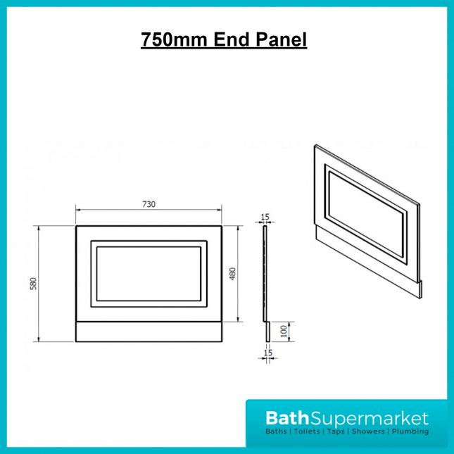 Astley Traditional Matt Grey End Bath Panel 700 - 750 - 800mm