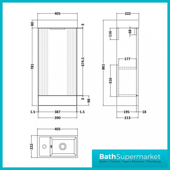 Tavistock Balance Single Door Aluminium Cabinet 440mm x 650mm – BA44AL