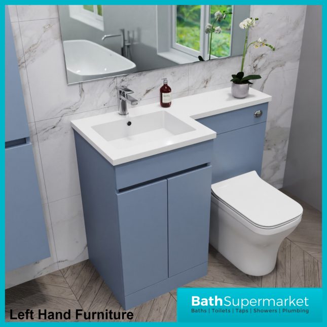 Empire Denim Blue Combination L Shape Furniture Pack 1100mm LH & RH - Tall Unit Option - Image 7