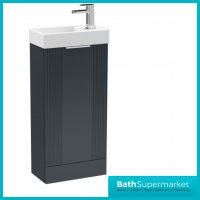 Groove Satin Anthracite Compact Cloakroom Floor Standing Vanity Unit & Basin 400mm