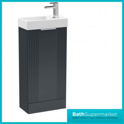 Groove Satin Anthracite Compact Cloakroom Floor Standing Vanity Unit & Basin 400mm