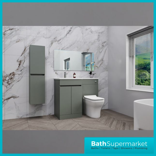 Empire Reed Green Combination L Shape Furniture Pack 1100mm LH & RH – Tall Unit Option - Image 2