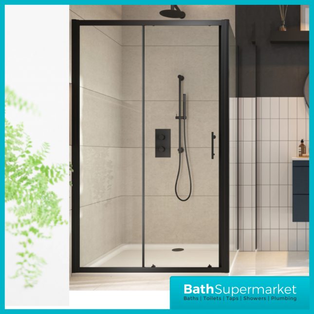 Sognare Black S6 Sliding Shower Door Enclosure 1000mm - 1200mm Width & Optional Side Panel-1850mm High - Image 4
