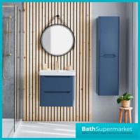 Biella Blue Wall Mounted Tall Boy Storage Cabinet Unit 1400mm