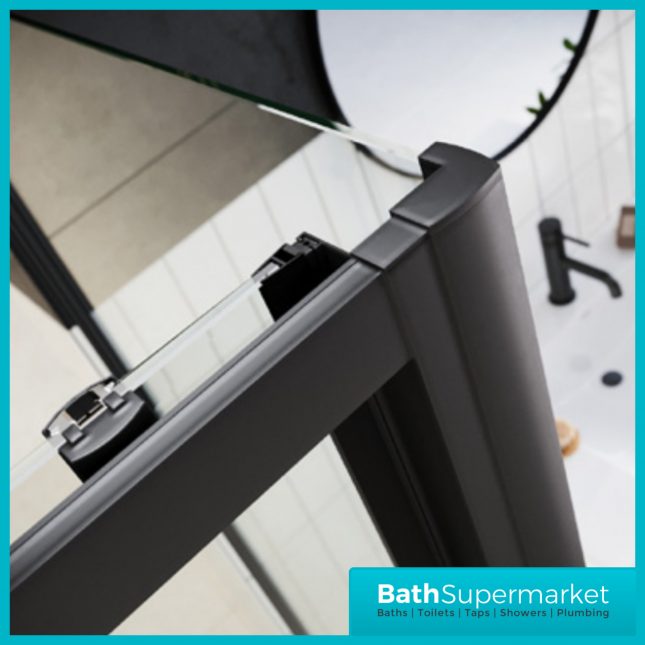 Sognare Black S6 Sliding Shower Door Enclosure 1000mm - 1200mm Width & Optional Side Panel-1900mm High