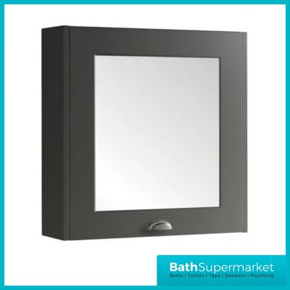 Buckingham Traditional Matt Grey 1 Door Bathroom Mirror Cabinet 600mm