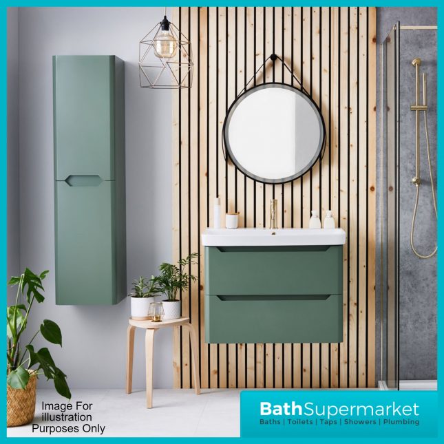 Biella Green Wall Mounted Tall Boy Storage Cabinet Unit 1400mm