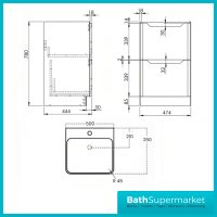 Biella Green Floor Standing Drawer Vanity Unit & Basin 500mm