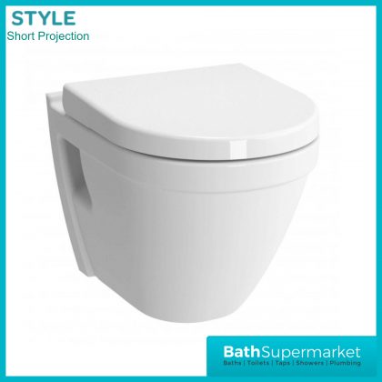 Compact Short Projection Round Wall Hung Toilet WC Pan & Soft Close Seat 480cm
