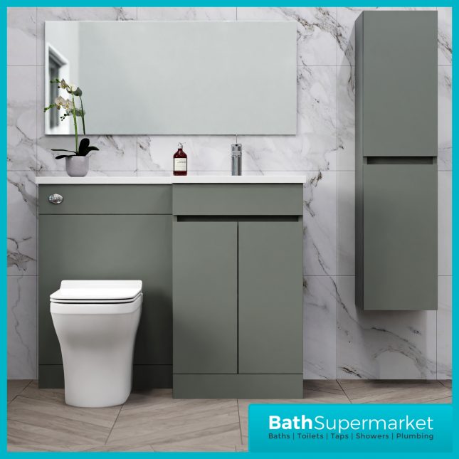 Empire Reed Green Combination L Shape Furniture Pack 1100mm LH & RH – Tall Unit Option