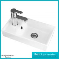 Groove Satin Blue Compact Cloakroom Floor Standing Vanity Unit & Basin 400mm - Image 3
