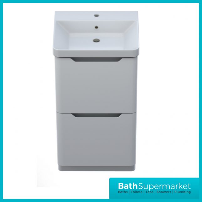 Biella Gloss White Floor Standing Drawer Vanity Unit & Basin 500mm