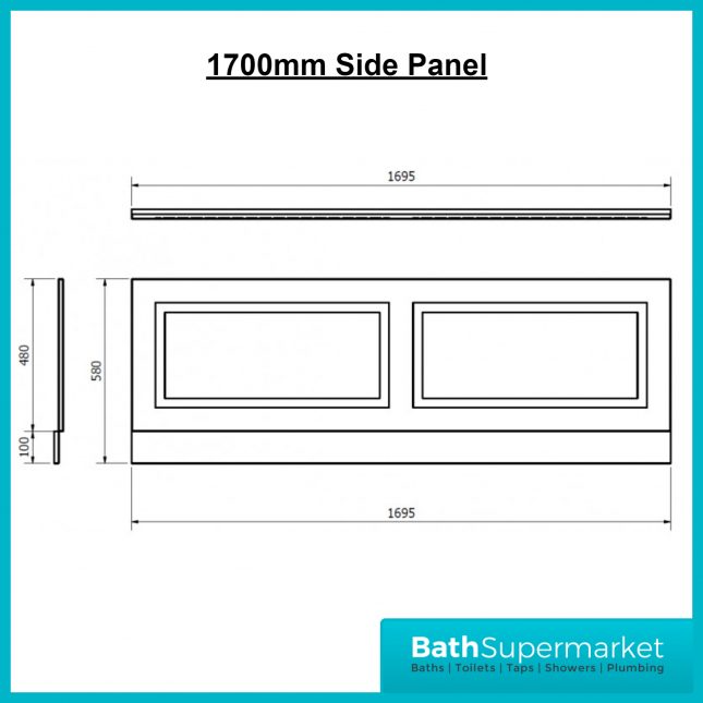 Astley Traditional Matt Grey Front Bath Panel 1700mm – 1800mm