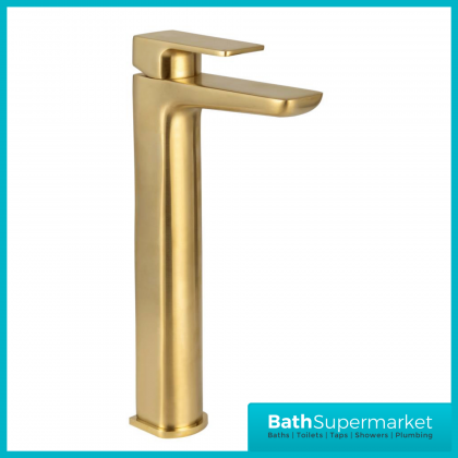 Sognare Muro Round Brushed Brass High Riser Basin Mono Mixer Tap