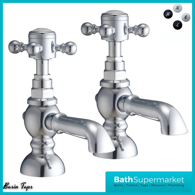 Russeldene & Marie Traditional Chrome Pair Pillar Basin Taps