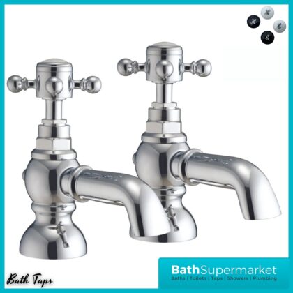 Russeldene & Marie Traditional Chrome Pair Pillar Bath Taps