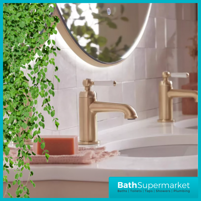 Tavistock Lansdown Brushed Brass Basin Taps Pair