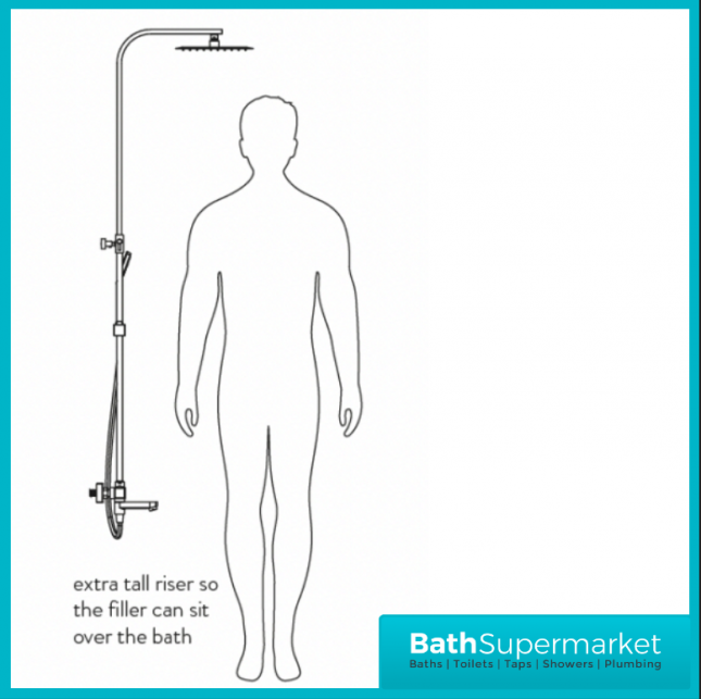 Sognare Solar Chrome Round Rigid Riser Shower With Bath Filler