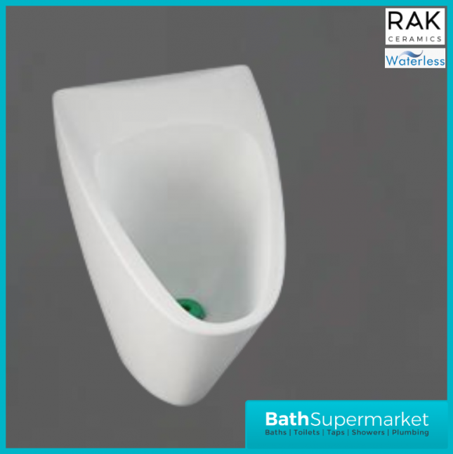 Rak Venice White Wall Hung Waterless Urinal Bowl With Brackets