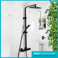 Bristan Craze Square Black Rigid Riser Bar Mixer Exposed Valve Shower Kit - Image 2