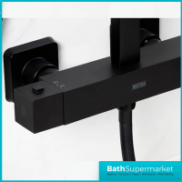 Bristan Craze Square Black Rigid Riser Bar Mixer Exposed Valve Shower Kit