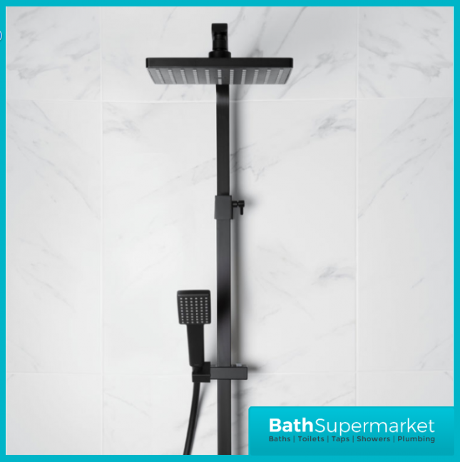 Bristan Craze Square Black Rigid Riser Bar Mixer Exposed Valve Shower Kit