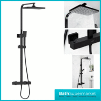 Bristan Craze Square Black Rigid Riser Bar Mixer Exposed Valve Shower Kit