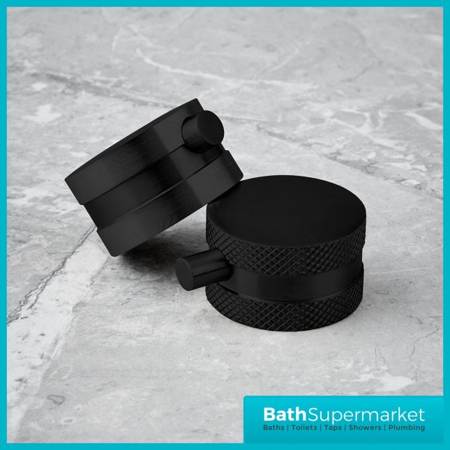Knurled Black Round Wall Mounted Concealed Thermostatic Valve Riser Shower Kit